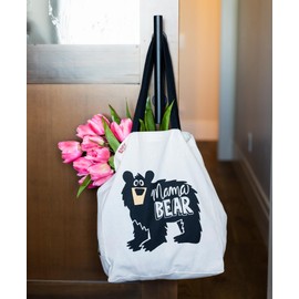 Lazy One Canvas Tote Bag, Novelty Tote Bag for Women and Men, Reusable Shopping Bags, Perfect for Shopping, Travel and Work (Mama Bear)