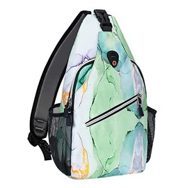 MOSISO Sling Backpack, Multipurpose Travel Hiking Daypack Rope Crossbody Shoulder Bag Marble MO-MBH189