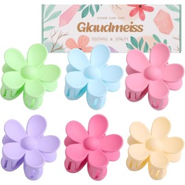 6PCS Flower Hair Clips, Matte Claw Clips for Women, Flower Clips for Thick Thin Hair, Large Daisy Hair Claw Clips for Girls, Strong Hold Non Slip Jaw Clips for Hair, Summer Colors