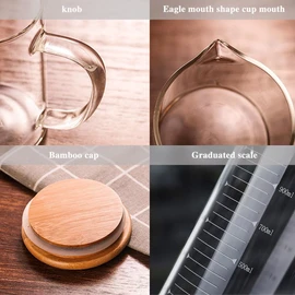 Glass Pitcher, 6.9"*4"Glass Pitcher with Lid, 34OZ/1000ML for Tea, Milk, Coffee, Kitchen or Restaurant (1 PCS）