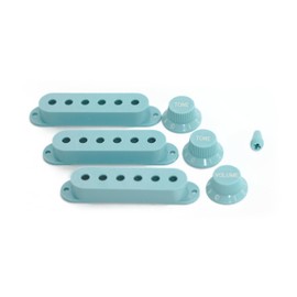 Guyker 3Pcs Plastic Guitars Single Coil Pickup Covers (52mm Pole Spacing) & 1 Volume 2 Tone 1V2T Switch Knobs & Switch Tip Cap Pickup Mounting Ring Set for Electric Guitar Bass (PS030-21)