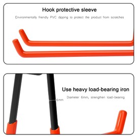 ieron 4Pcs Large U Garage Hooks, Shed Steel Garage Tool Storage for Organizing Power Tool, Laddy, Bulk Items, Utility Double Hooks(Orange, 18.8 * 16cm)