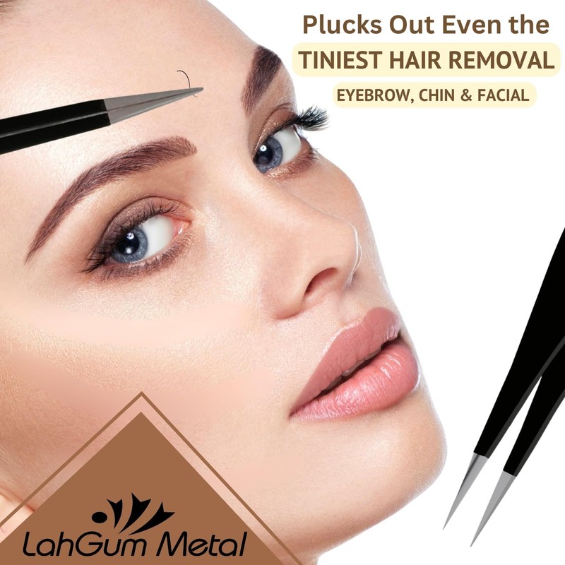 LahGum Metal Super Sharp Pointed Tweezers - Precision Fine Point