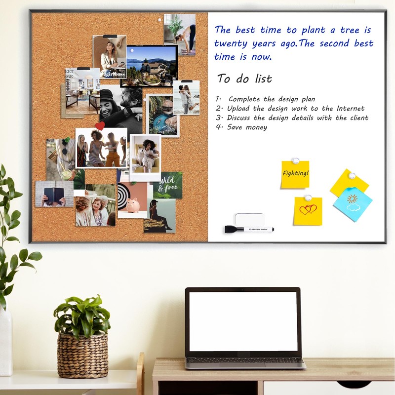 ARCOBIS Cork Board White Board Combo, 36 x 24 Inch