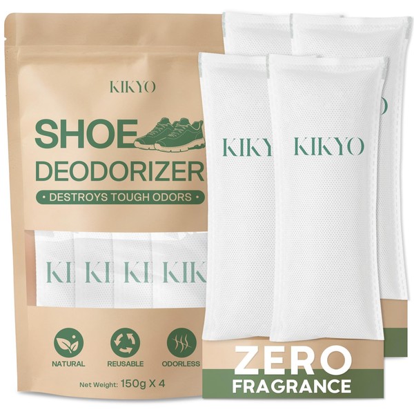 Unscented Shoe Deodorizer Insert (4 Count), Natural Shoe Odor Elimination,