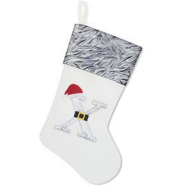 YourBestMemory - Medias de Navidad con monograma de 18 pulgadas, pulsera de tela brillante plateado con borde bordado letras con cinturón y decoración de sombrero de Navidad, color plateado