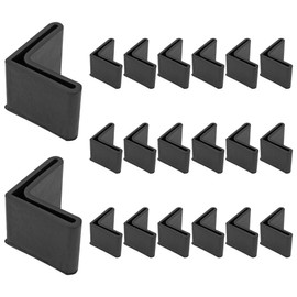 Bivethoi 20 PCS 1-3/8 Inch / 35mm Rubber Caps Angle Iron End Caps, L Shaped Rubber Covers Furniture Angle Iron Foot Pads, Shelf Feet Pad Rubber Bed Frame Cover Rack Floor Protector for Shelves (Black)