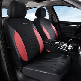 Coverado Seat Covers 2-Pack, Waterproof Car Seat Covers, PU Leather & Breathable Mesh Seat Protectors, 2 Seats Automotive Seat Covers, Universal Fit for SUVs, Trucks, Sedans