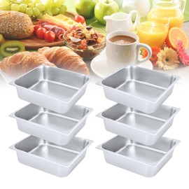 Set of 6-2/3 Size 4 Inch Deep Steam Table Pan Stainless Steel Hotel Pans Catering Food Pan Restaurant Supplies Roasting Pan for Buffet(13.6 * 12.8 * 4inch)