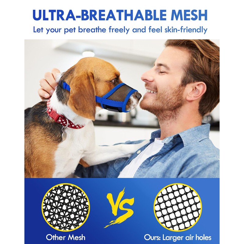 Dog Muzzle, Soft Air Mesh Muzzle for Small Medium Large