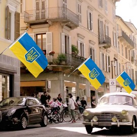 Ukraine Flag 3x5ft wear resistant, colorfast, with 2 brass grommets, ukraine flag with trident flag