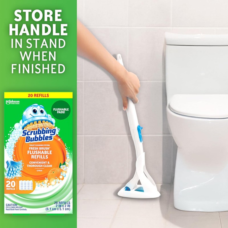 Scrubbing Bubbles Flushable Toilet Bowl Wand Cleaner Refills, Fresh Brush