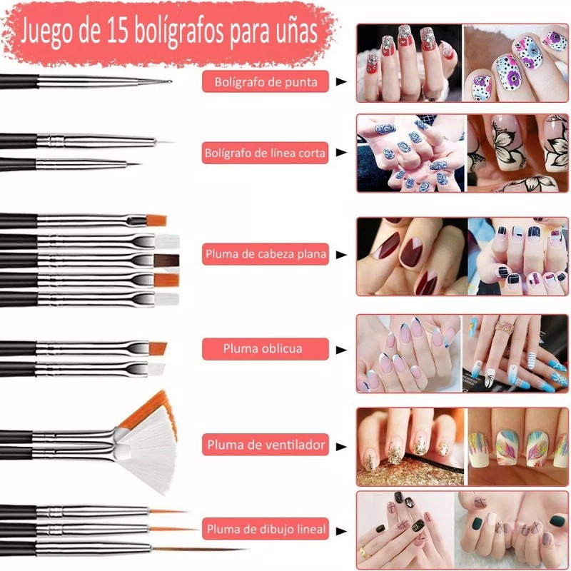 Vaduma Kit De Arte De Uñas, Pinceles Decorar Manicura Decoración