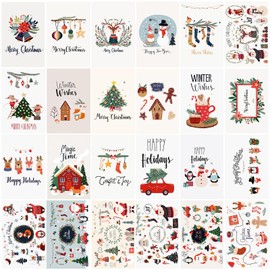 Christmas Cards with Envelopes and Stickers, 24 Assorted Designs Bulk Greeting and New Years Cards, 24 Pack Holiday Cards with Printed Message Inside to Send Warm Holiday Wishes to Friends and Family