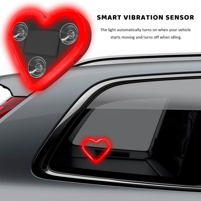 Sun Walker Heart-Shaped Car LED Ambient Light, Solar-Powered Love Heart