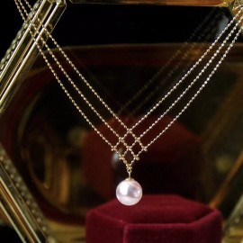 Unbranded 18K Gold Plated White Pearl Pendant Necklace for Women,Elegant Pearl Necklace