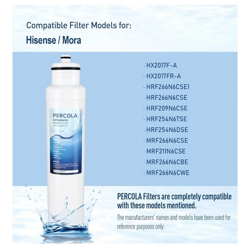 Hisense Percola Refrigerator, Water Filter, Model Number PCL – 67