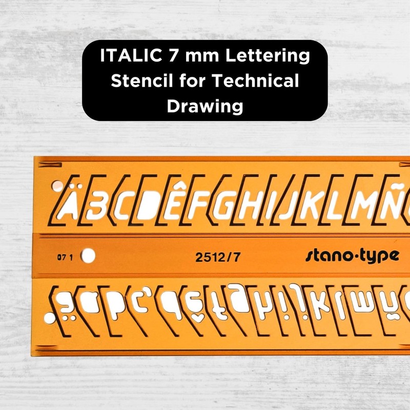 7mm ITALIC Lettering Letter Letters Guide Italics Drawing Drafting Template
