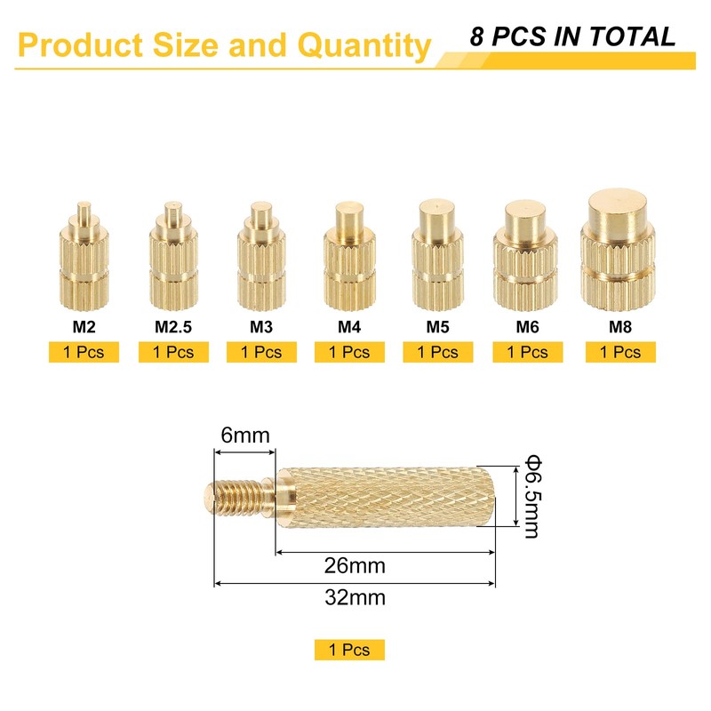 sourcing map 8 Pcs Heat Set Insert Tips for Threaded