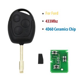 Heart Horse 433 MHz Car Key Shell Remote Control Key Case Compatible with Mondeo Focus Fiesta KA with 4D60 Chip, Mondeo Replacement Key 3 Buttons, Fiesta Remote Control