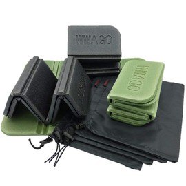 GoodKuru Sauna Mat Set of 4 with Storage Bag, Foldable, Lightweight, Compact, Waterproof, Leisure Sauna Goods (Black (2 Pieces), Khaki (2 Pieces)