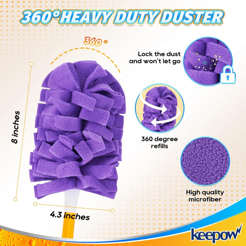 KEEPOW Reusable Duster Refill Compatible with Swiffer Hand Duster, Heavy