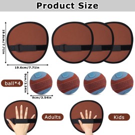 DreamdaMoonnly Toss and Catch Balls Set - Kids Ball and Catch Game - Pool Toys Outdoor Games for Kid Ages 4 5 6 7 8-12 - Yard Beach Sports Sticky Paddle Balls for Kids and Adults (Brown)