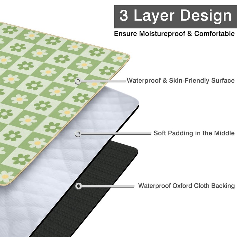 Checkered Blankets Waterproof Foldable,60''x80'' Portable Dual Layers Outdoor Travel Camping