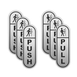 Sticky Expressions | Push Pull Stickers Pack of 6 (3 Push, 3 Pull) – Durable, Waterproof, Strong Adhesive Pull Push Door Sign Stickers – Perfect for Home, Office, and Business Doors