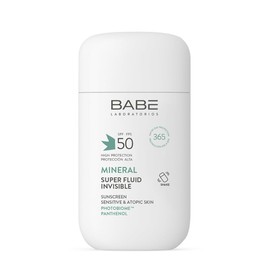 Laboratorios Babé Super Fluid Mineral SPF 50, Broad Spectrum Mineral Sun Protection, Ideal for Sensitive and Atopic Skin, Advanced UVA and UVB Protection, Lightweight Texture