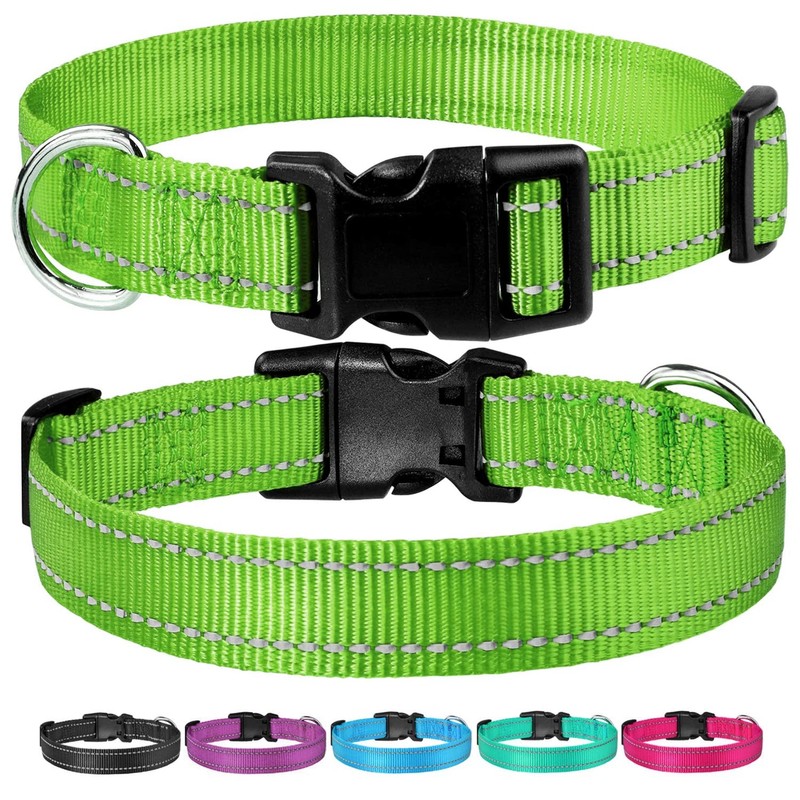 Reflective Dog Collar with Buckle Adjustable Safety Nylon Collars for