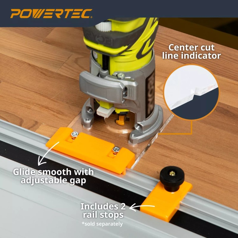 Powertec Router Guide Rail Adapter for Ryobi P601 & Ridgid