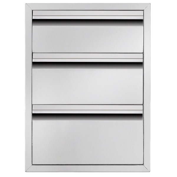 Atatod 18" W Outdoor Kitchen Drawer Stainless Steel BBQ Triple Drawer Flush Mount for Outdoor Kitchen Island(Overall Size:18" W x 24" H x 23" D inch)