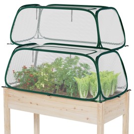 2PACK Raised Garden Bed Covers - 50% Sunblock Plant Covers, Plant Tent Cage with 16 Stakes Protects Plants Against Pests & Animals, Freeze Protection Greenhouse Cover for Seedlings Fruits -45"x22"x16"