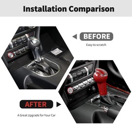 RT-TCZ Gear Shift Knob Cover Trim Interior Accessories for Ford Mustang 2015 2016 2017 2018 2019 2020 2021,Red Carbon Fiber Grain