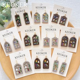 Keoker Back to School Polymer Clay Cutters, 14 Shapes Polymer Clay Bookshelf Cutters