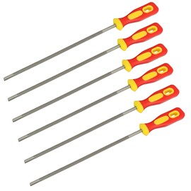 Chainsaw Chain Sharpener File 6 Packs, 3/16-inch (4.8 mm) Round File Chainsaw Sharpening Tool, Carbon Steel Chainsaw Blade Sharpener with Red Plastic Handle