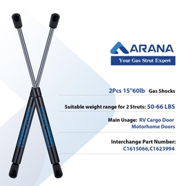 ARANA ML13-60 Gas Struts 15 inch 60LB Gas Shocks Spring Shocks SL13-60 15" 267N Gas Prop Lift Support for RV Door Camper Shell Truck Cap Top Canopy Motorhome Doors Boat Hatch C16-15066, Set of 2