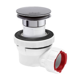 Wirquin 30723974 Quick-Clac Ultra Compact Drain and Siphon Set for Nano 6.7 Washbasin, Chrome and White, Polypropylene
