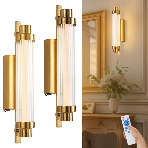 HITOO Batttery Wall Sconces Set of Two,12000 mAh Battery Operated