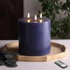 Eywamage Navy Blue 3 Wick Flameless Pillar Candle Φ 6"