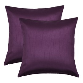 Aiking Home 26x26 Inches Faux Silk Square European Shams, Zipper Closure, Eggplant (Set of 2)