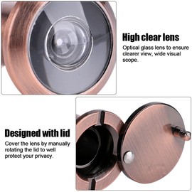 Door Viewer Security Peek Peephole Optical Glass 200 Degree Wide Angle with Privacy Cover (Red Bronze)