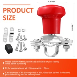 BBTO 2 Pack Steering Wheel Knob Spinner Universal Car Suicide Knob Power Handle Spinner Fit for Suicide Heavy Equipment Accessories for Tractor Trucks Boats Vehicles Car Suv(Black,Red)