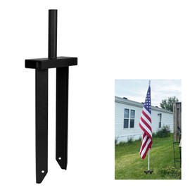 VANROUG Flagpole Ground Stake Metal Black Tube 21.5cm 10cm 640g for Flags, Parasols, Lights, Fishing Rods