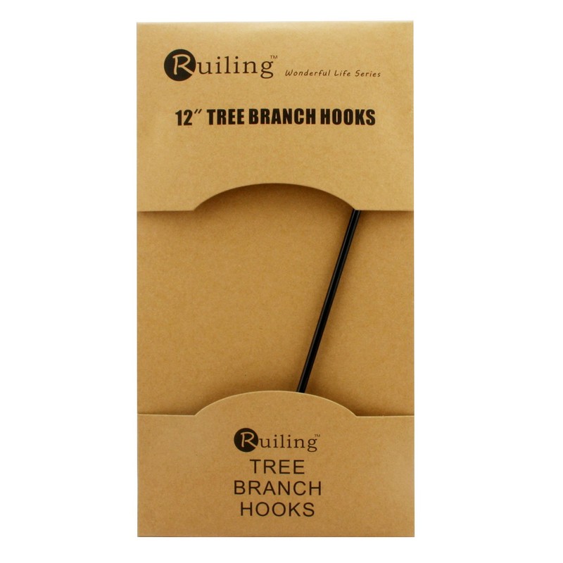 RuiLing 2-Pack 12 Inch Black Coating Metal Tree Branch Hook/Garden