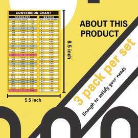 3 Pack Conversion Chart Stickers Fraction-Decimal to Metric Conversion Chart Stickers 5.5 x 8.5 Inch Waterproof Vinyl MM to Inches Conversion Chart Toolbox Sticker, Engineer, Mechanic Decals