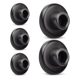 KOVOSCH 5 Pack Concave Wall Door Bumper Stop Black – 2-1/2” Outside Diameter Stainless Steel Cover with 1-1/8” Black Rubber Bumper – Easy to Install with Screw