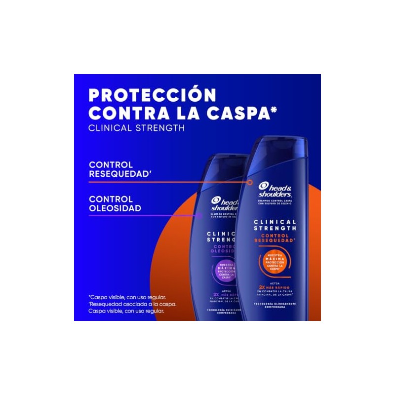 HEAD & SHOULDERS, Shampoo para Caspa, Clinical Strength Control Resequedad¹