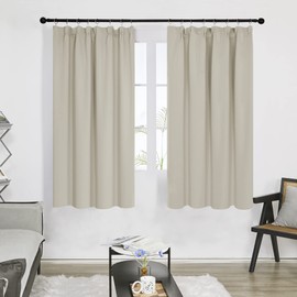 Deconovo Super Soft Thermal Insulated Pencil Pleat Blackout Curtains for Bedroom 46 x 54 Inch Light Beige 2 Panels